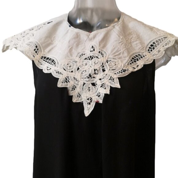 Neo-vintage Black/white Handmade Victorian Broderie Anglaise Lace Blouse Top - Picture 5 of 9